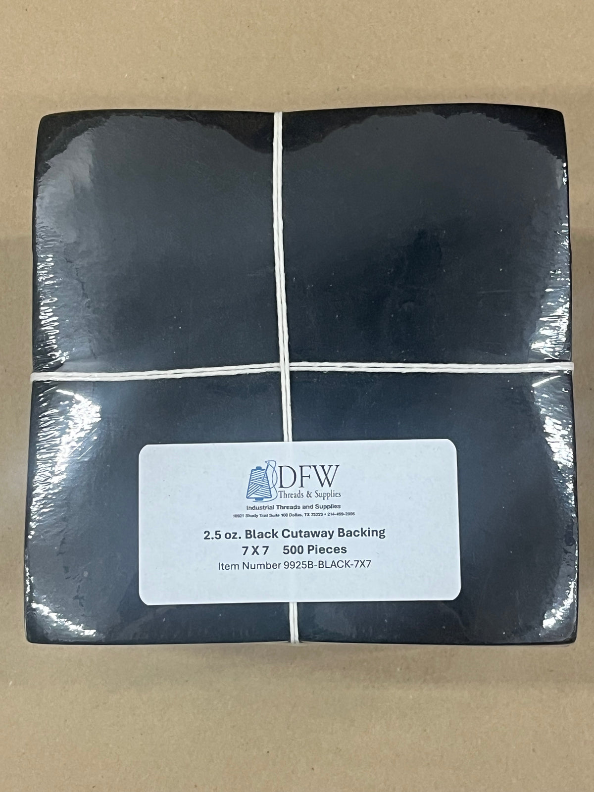Backing 2.5 oz Cutaway 7x7 Precut Sheets (Black) 500/pack