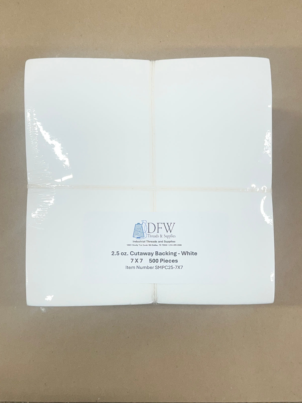 Backing 2.5 oz Cutaway 7x7 Precut Sheets (White) 500/pack