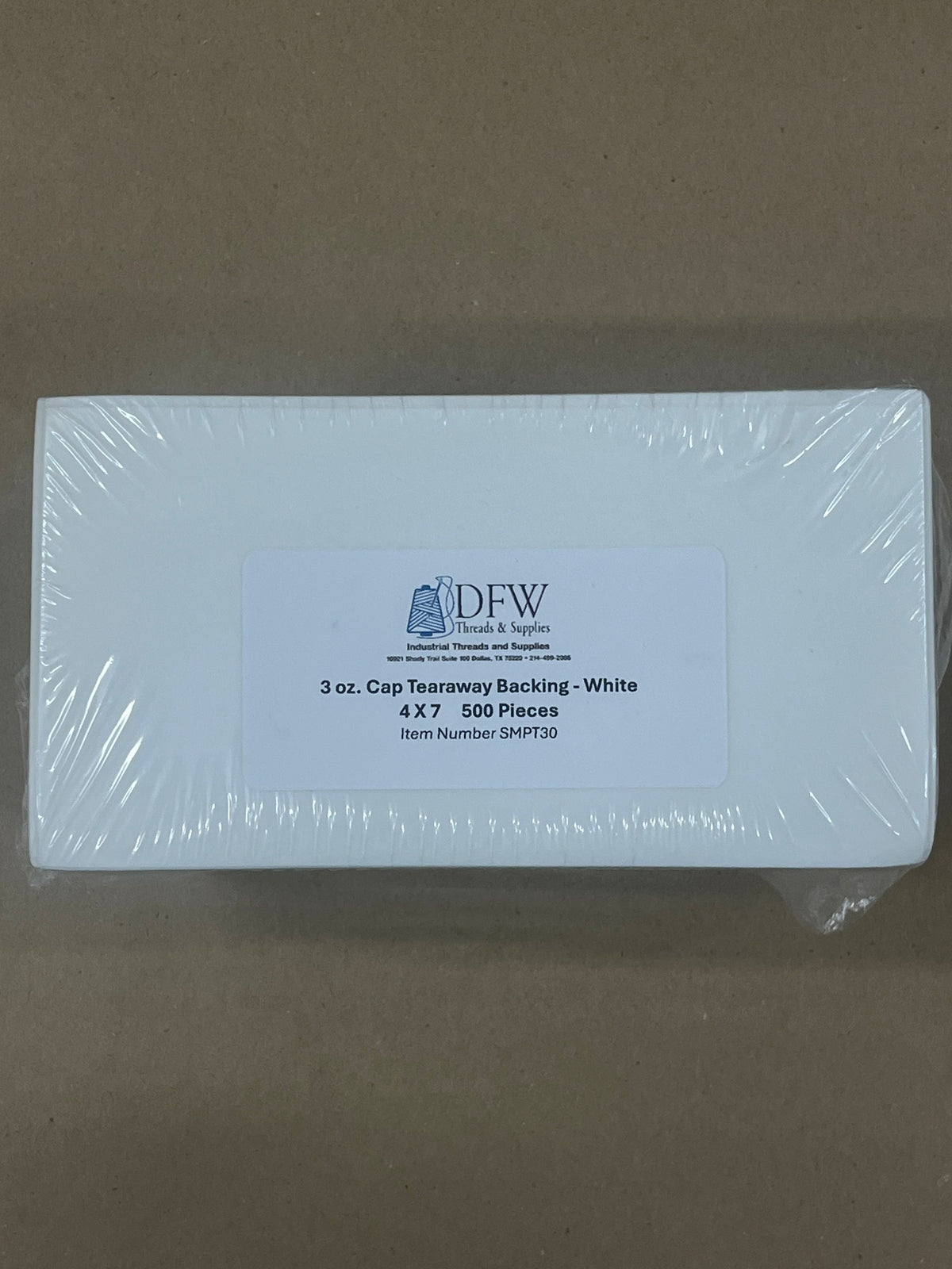 Backing 3.0 oz Tearaway 4x7 Precut Sheets (White) 500/pack