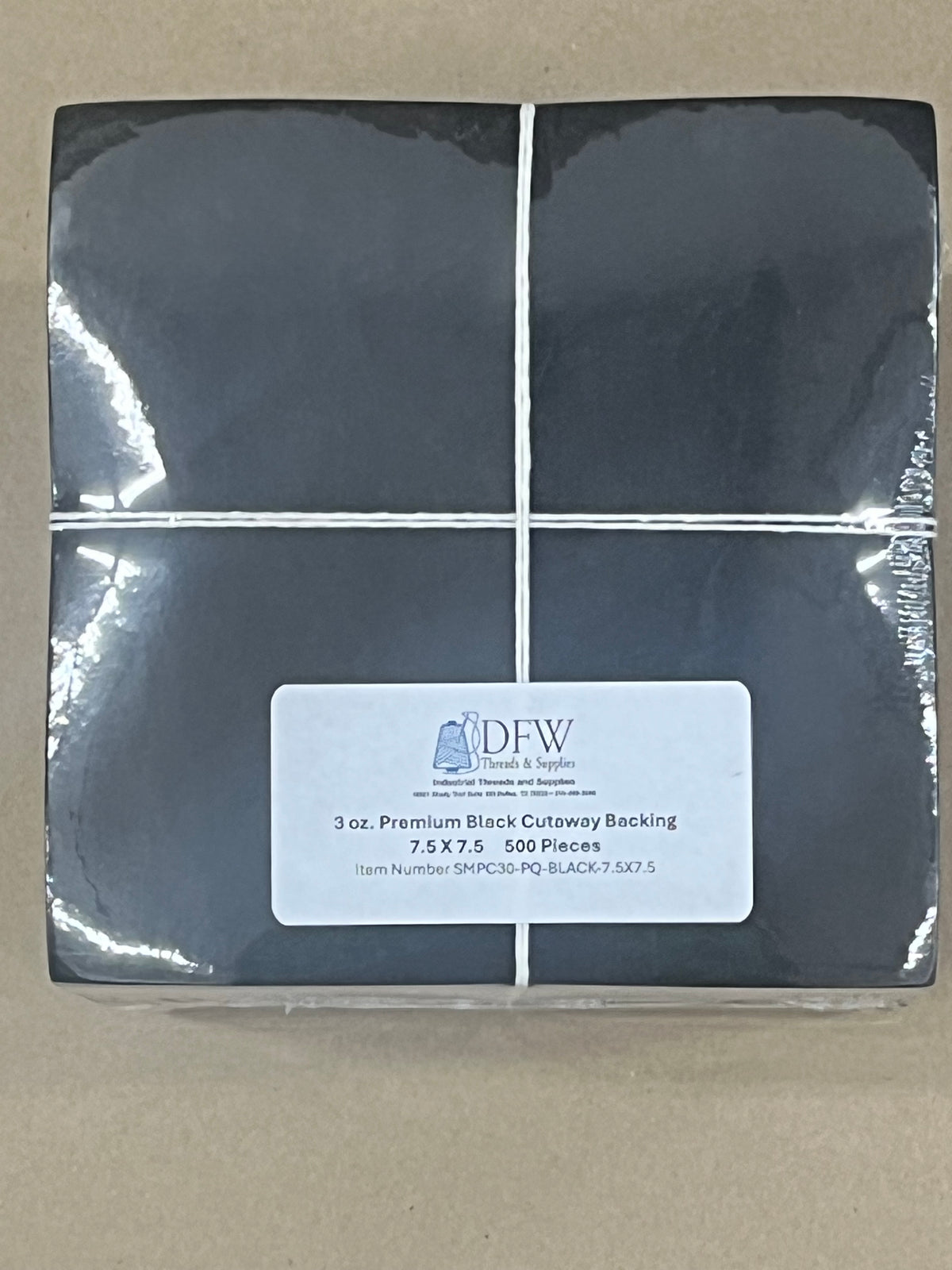Backing 3.0 oz Premium Quality 7.5x7.5 Cutaway Precut Sheets (Black) 500/Pack