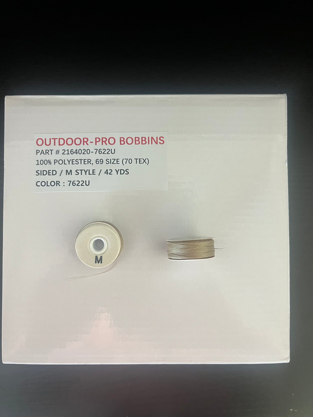 Bobbins AMANN Outdoor Pro Polyester Style M Tex 70 Color 7622U Sandstone 144 per box